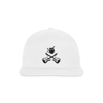 Crossed Guitars Drum Kit Skull Rock Music Design - Snapback Baseball Cap - white - Front