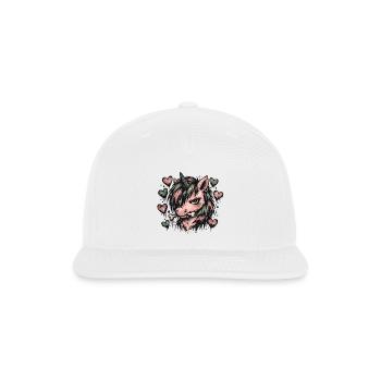 Grunge Unicorn Heart Bones - Snapback Baseball Cap - white - Front