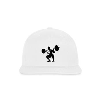 Barbell Squat Silhouette - Snapback Baseball Cap - white - Front