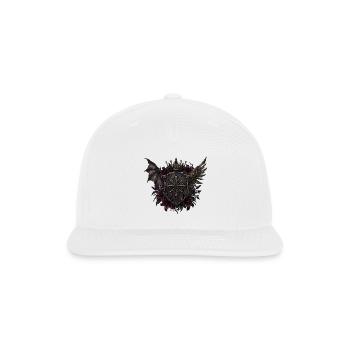 Crowned Gothic Crest with Gear Wings - Snapback Baseball Cap - white - Front