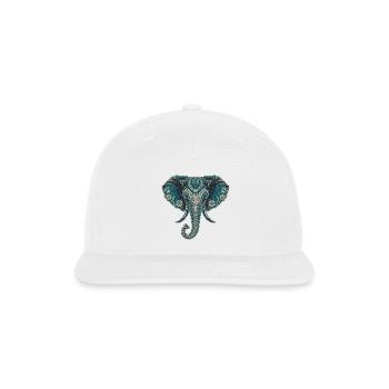 Mandala Elephant – Ornamental Animal Art - Snapback Baseball Cap - white - Front