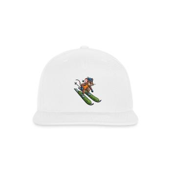 Cute mouse rat skier winter vacation slalom - Snapback Baseball Cap - white - Front