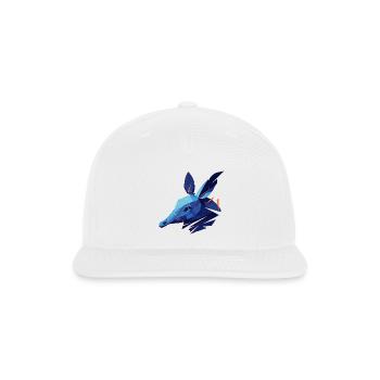 Striking Neon Blue Aardvark Head Art - Snapback Baseball Cap - white - Front
