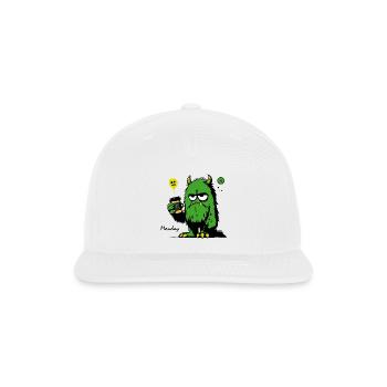 Grumpy Green Monster with Mug - Snapback Baseball Cap - white - Front