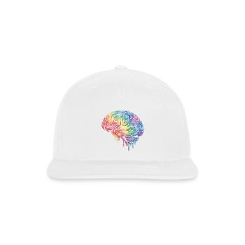 Rainbow Drip Brain Artwork - Snapback Baseball Cap - white - Front
