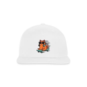 Coolest Orange Tabby Skater Cat - Snapback Baseball Cap - white - Front