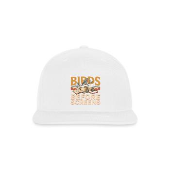 birds before screens - Snapback Baseball Cap - white - Front