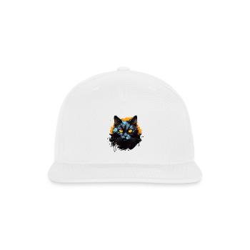 Neon Blue Cat Splash Portrait - Snapback Baseball Cap - white - Front