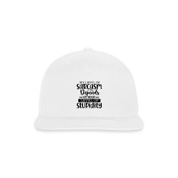 My level of sarcasm depends on your level - Snapback Baseball Cap - white - Front