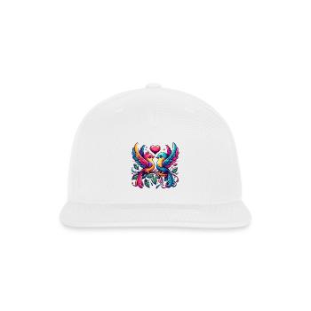 Whimsical Love Birds - Snapback Baseball Cap - white - Front