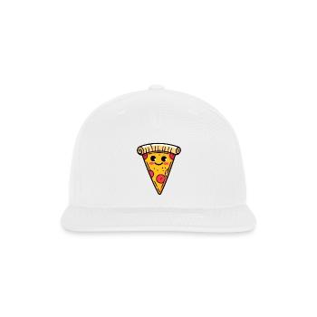 Happy Pizza Slice - Snapback Baseball Cap - white - Front
