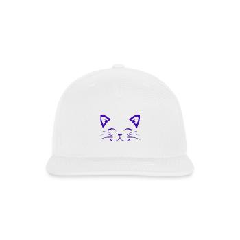 Minimalist Cat Face Illustration - Snapback Baseball Cap - white - Front