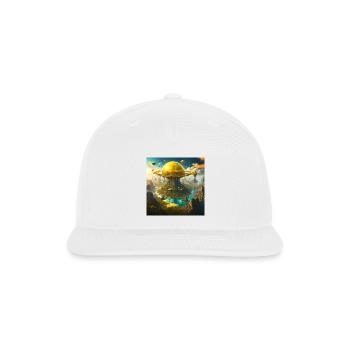 Fantasy Planet with Mountain Tower on the Island - Snapback Baseball Cap - white - Front