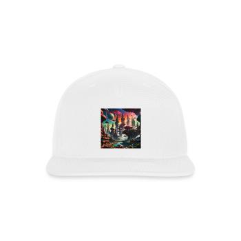 Future Alien Cityscape Ufo Different Planet View - Snapback Baseball Cap - white - Front