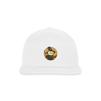 Whimsical Cat Wizard in Starry Night - Snapback Baseball Cap - white - Front