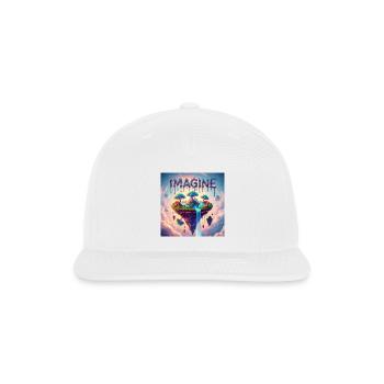 Floating Fantasy Island with Waterfall - Snapback Baseball Cap - white - Front