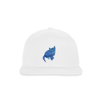 Blue Van Gogh Starry Night Bengal Cat Illustration - Snapback Baseball Cap - white - Front