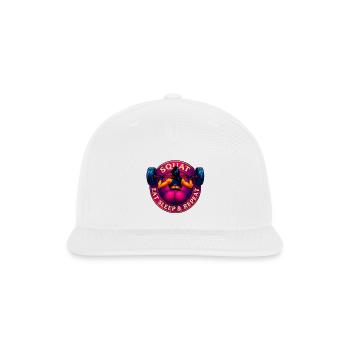 Squat, Eat, Sleep & Repeat ! - Snapback Baseball Cap - white - Front