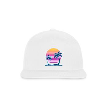 Neon Palm Sunset Island - Snapback Baseball Cap - white - Front
