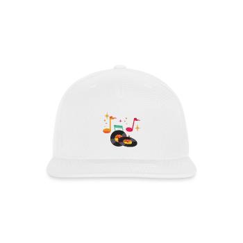 Retro Vinyl Notes on Night Sky - Snapback Baseball Cap - white - Front