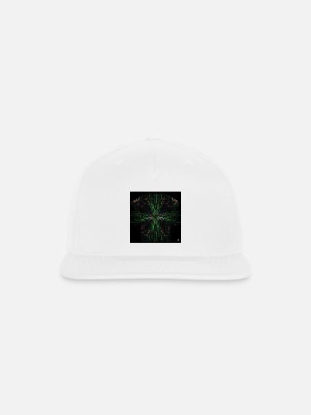 Neon Circuit Cross Glyphs - Snapback Baseball Cap - white