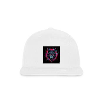 Neon Mech Wolf Splatter - Snapback Baseball Cap - white - Front