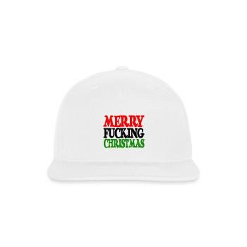 MERRY FUCKING CHRISTMAS funny cursing holidays bah - Snapback Baseball Cap - white - Front