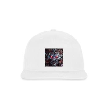Cyberpunk Demon Mask – Chrome Tech Art - Snapback Baseball Cap - white - Front
