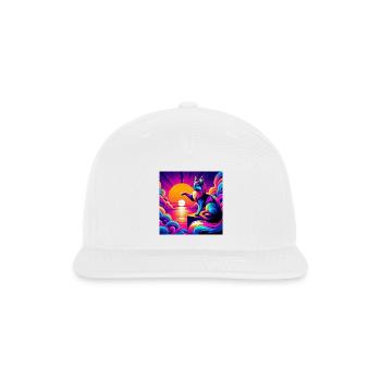 Neon Sunset Cat on Prism Peak - Snapback Baseball Cap - white - Front