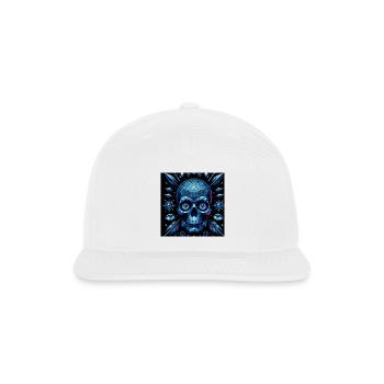 Blue Geometric Skull Neon - Snapback Baseball Cap - white - Front
