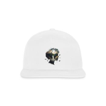 Surreal Nature Mindscape | Floating Island Head - Snapback Baseball Cap - white - Front