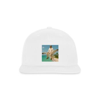 Seagull Ride on Tropical Shore - Snapback Baseball Cap - white - Front