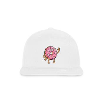 Cute donut waving sad farewell friend cartoon - Snapback Baseball Cap - white - Front