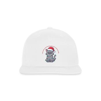 Grump Cat in Holiday Lights - Snapback Baseball Cap - white - Front