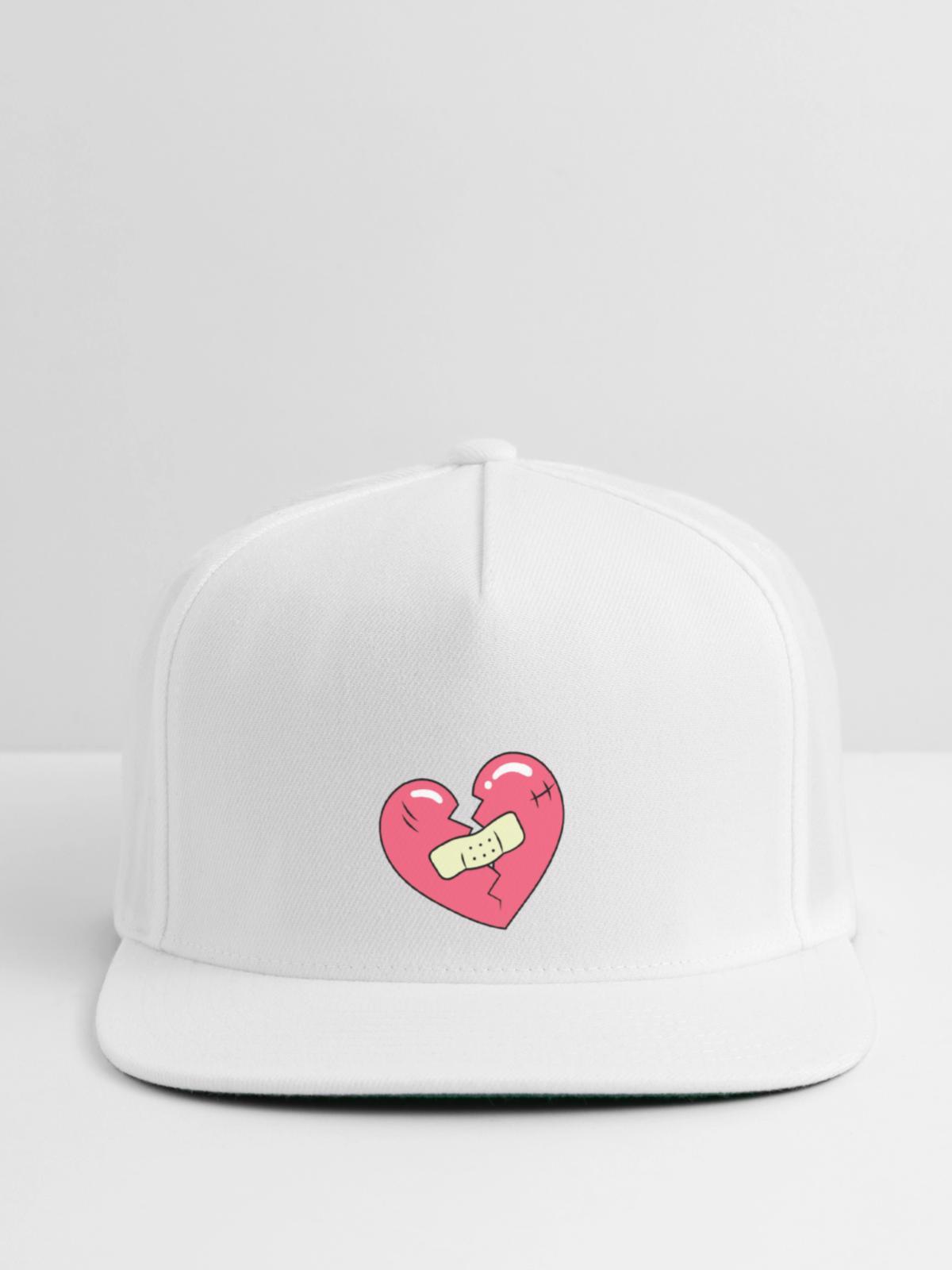 Broken Heart and Patch - Snapback Baseball Cap - white - Front