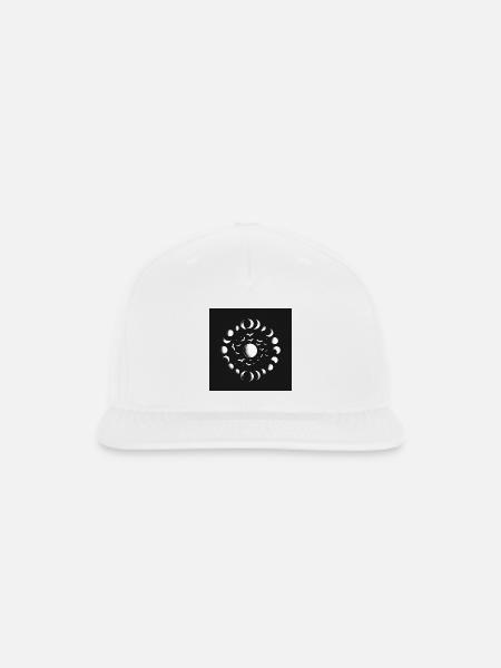 Moon Phase Circle with Bats - Snapback Baseball Cap - white