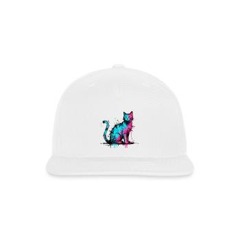 Neon Graffiti Cat Splash - Snapback Baseball Cap - white - Front
