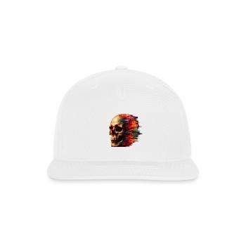 Glitch Art Skull - Digital Memento Mori - Snapback Baseball Cap - white - Front