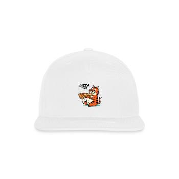 Pizza Time! Retro 60s Chubby Orange Tabby Cat Masc - Snapback Baseball Cap - white - Front