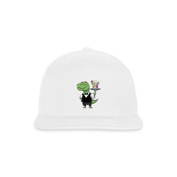 T-Rex Waiter Serving Tropical Cocktails - Snapback Baseball Cap - white - Front