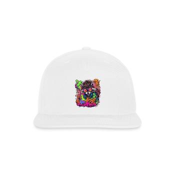 Raccoon Chemist Neon Burst - Snapback Baseball Cap - white - Front