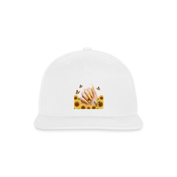 Sunflower Butterfly Nail Art - Snapback Baseball Cap - white - Front