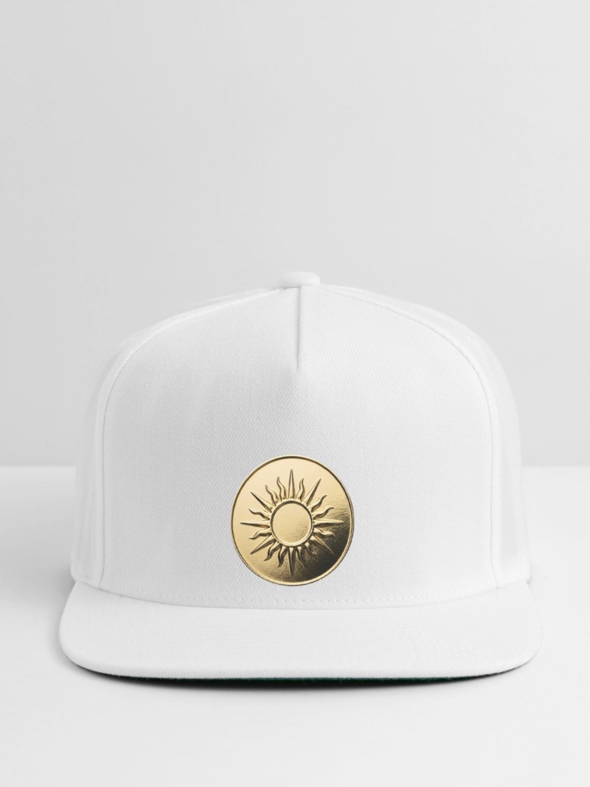 Golden Sunburst Emblem - Snapback Baseball Cap - white - Front