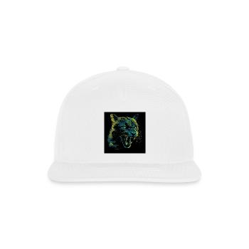 Neon Halftone Cat Roar - Snapback Baseball Cap - white - Front
