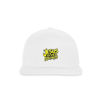 Jesus Gives Strength Streetwear Christian Gym Desi - Snapback Baseball Cap - white - Front