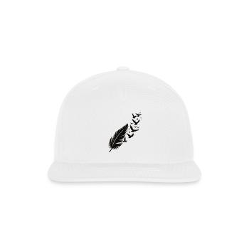 Midnight Feather and Birds Silhouette - Snapback Baseball Cap - white - Front
