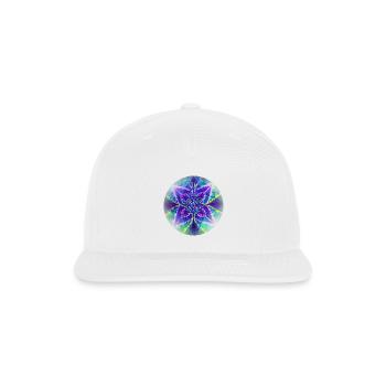 Geometric Mandala Art - Blue Moonflower - Snapback Baseball Cap - white - Front