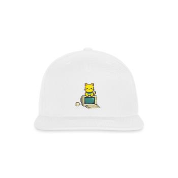 Pixel Cat on Retro Computer - Snapback Baseball Cap - white - Front