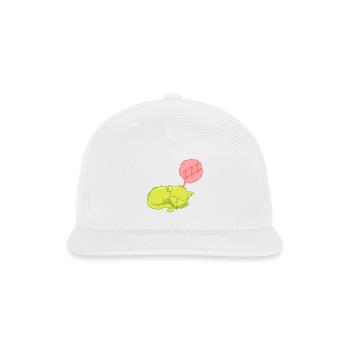 Lime Neon Sleepy Cat - Snapback Baseball Cap - white - Front