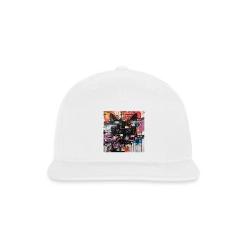 Adversarial Glitch Cat Abstract Art Cyberpunk - Snapback Baseball Cap - white - Front